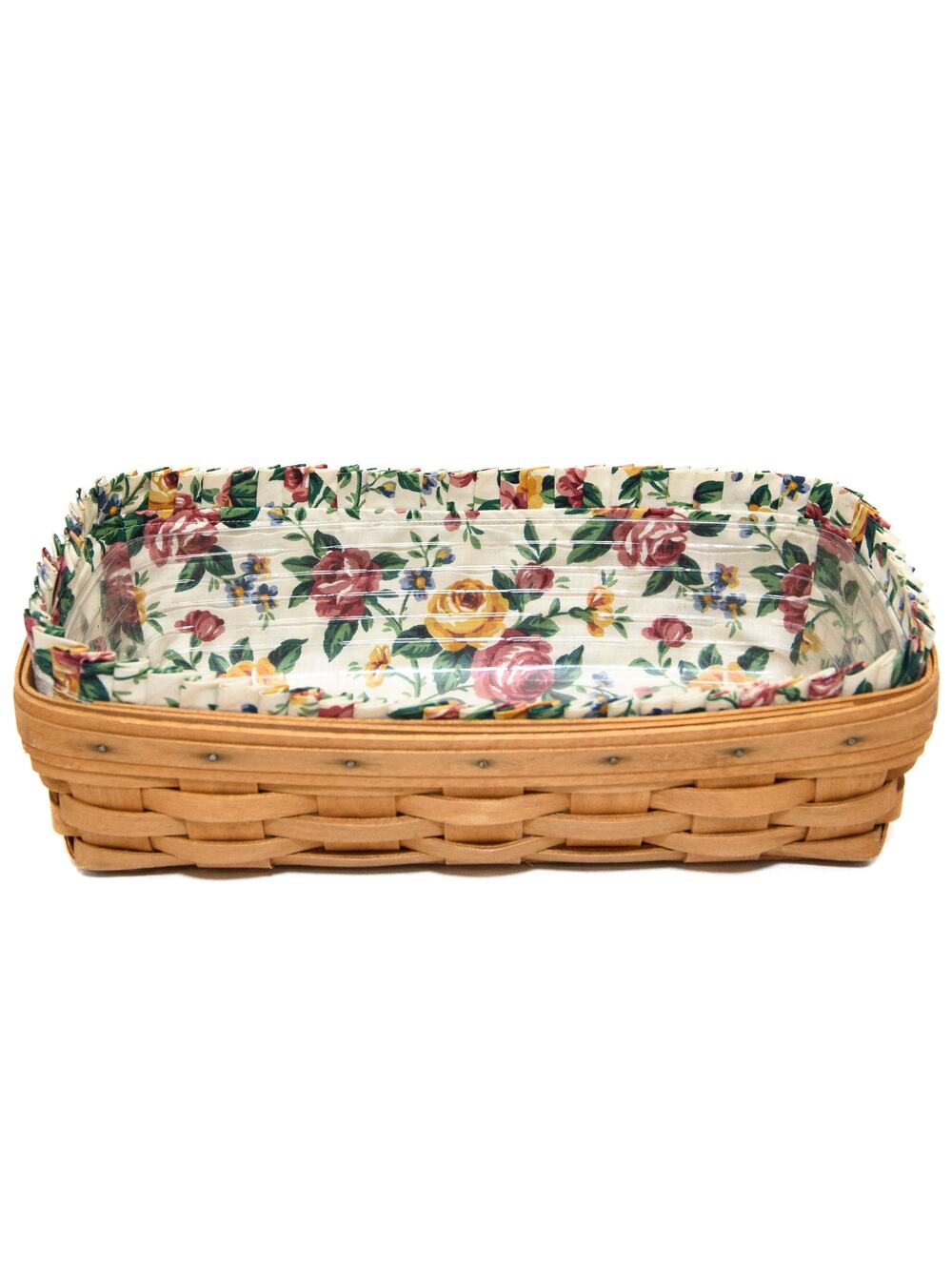 Longaberger 1995 Bread Basket With Garden Splendor Liner & Plastic Protector